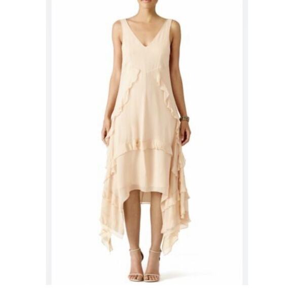 Elizabeth and James Silk High Low Ruffle Hem Dress Peach Size 8 US - Picture 1 of 13